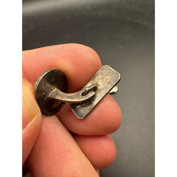 Vintage Mod Cufflinks and Tie Bar - Sterling Silver - 1960s - Picture 3 of 7